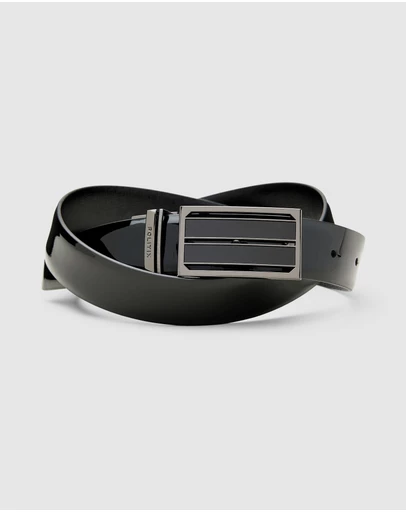 Politix - Reversible Textured And Patent Leather Belt