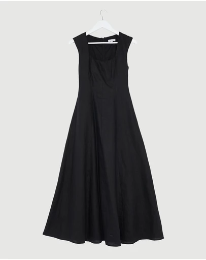Revibe - Repaired AERE Chloe Panelled Linen Midi Dress - AU 6