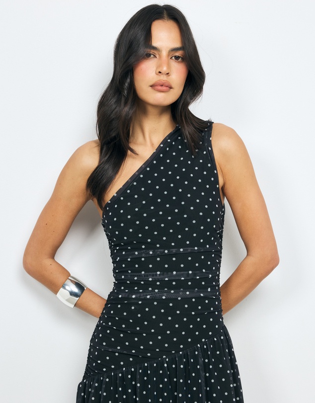 AERE - Hazel One Shoulder Mesh Dress