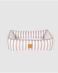 Mog & Bone - Bolster Dog Bed - Latte Hampton Stripe Print