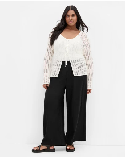 City Chic - Plus size Crochet Tie Knit Cardigan