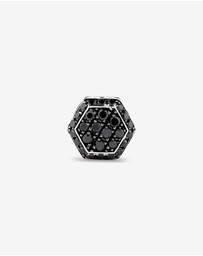 Michael Hill - 0.23 Carat TW Black Diamond Cluster Hexagon Men's Stud Earring in Oxidised Sterling Silver