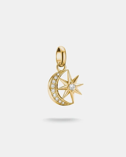 THOMAS SABO - Gold-Plated Moon and Star Charm with White Zirconia