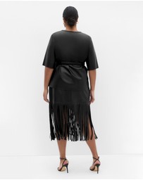 City Chic - Fringe Faux Leather Skirt