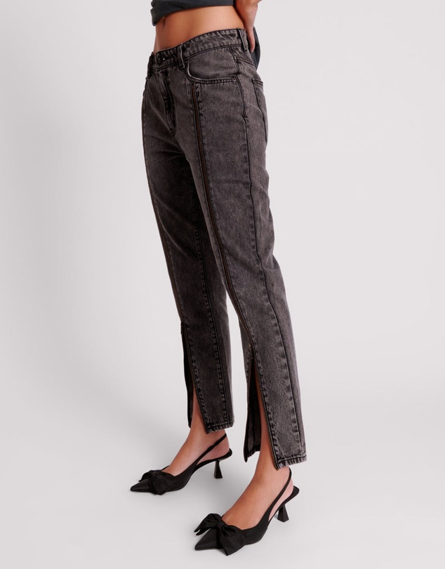 ONE TEASPOON - Faded Black Truckers Mid Waist Straight Leg Jeans