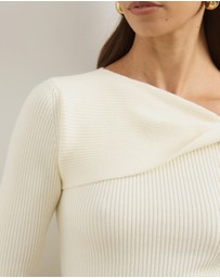 Atmos&Here - Alora Long Sleeve Knit Top With Twist Detail