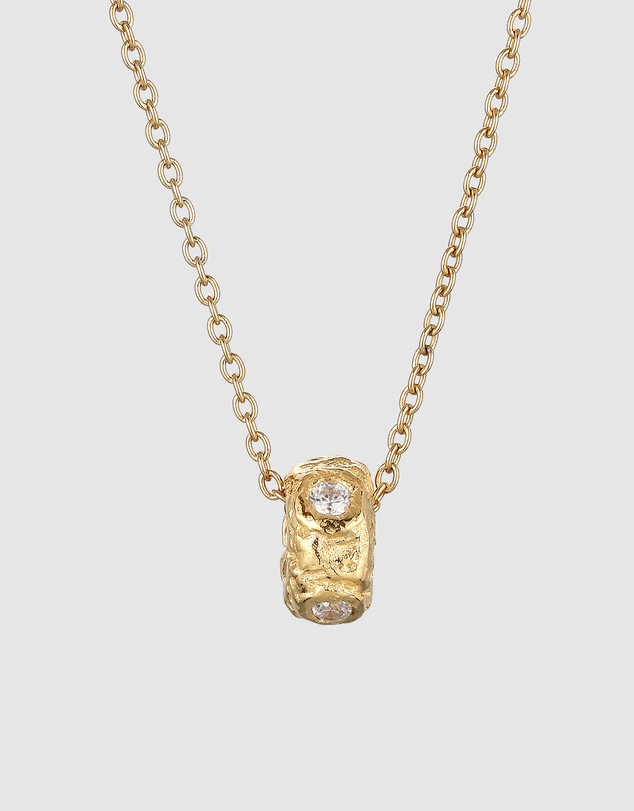 Elli Jewelry - Molten Zirconia Bead Necklace in Gold-Plated 925 Silver
