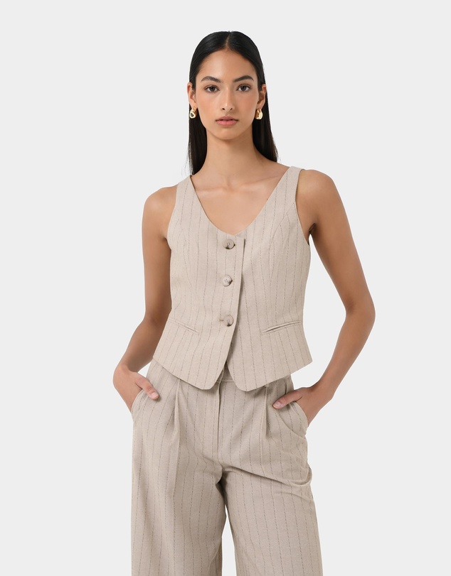 Forcast - Ria Stripe Cotton Blend Vest
