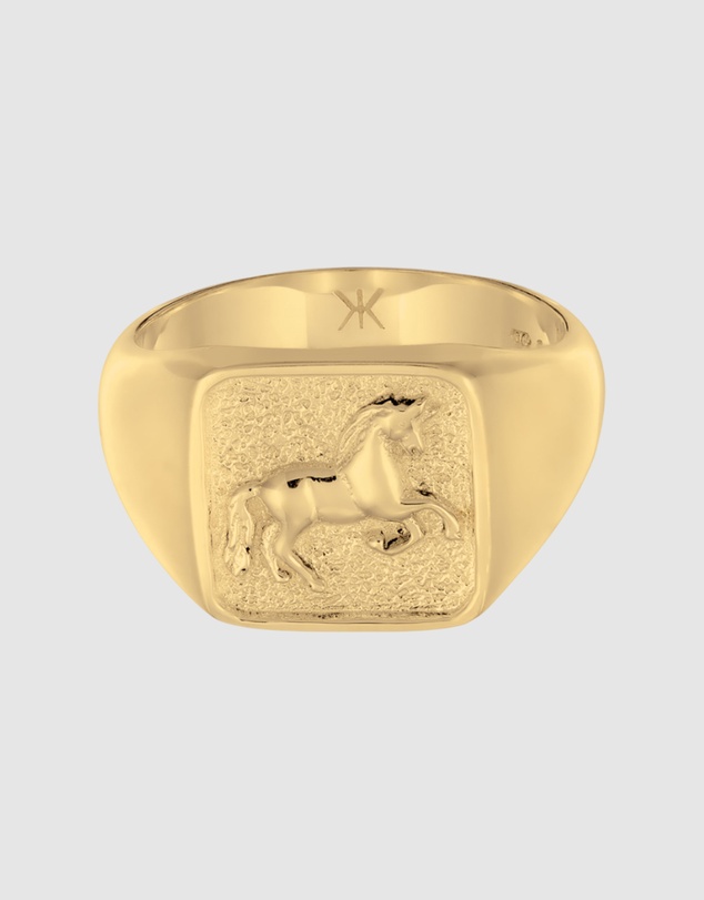 Kuzzoi - ICONIC EXCLUSIVE - Horse Signet Ring in Gold-Plated 925 Sterling Silver