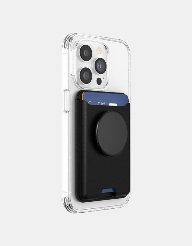 PopSockets - PopWallet+ MagSafe Softgoods Phone Wallet Card Holder+ Magnetic Adapter Ring