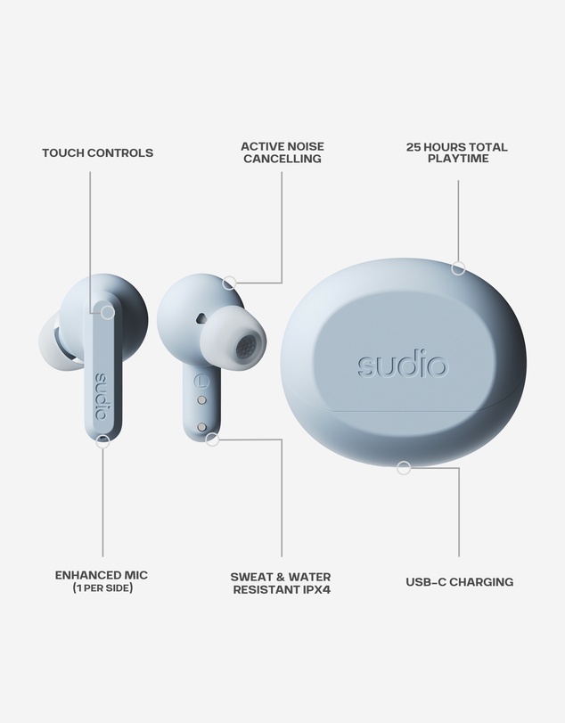 Sudio - A3 Pro - True Wireless Bluetooth 5.4 Headphones/Earbuds, Active Noise Cancelling