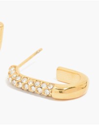 Lovisa - Waterproof Gold Plated Stainless Steel Diamante Half Oval Hoop Earrings