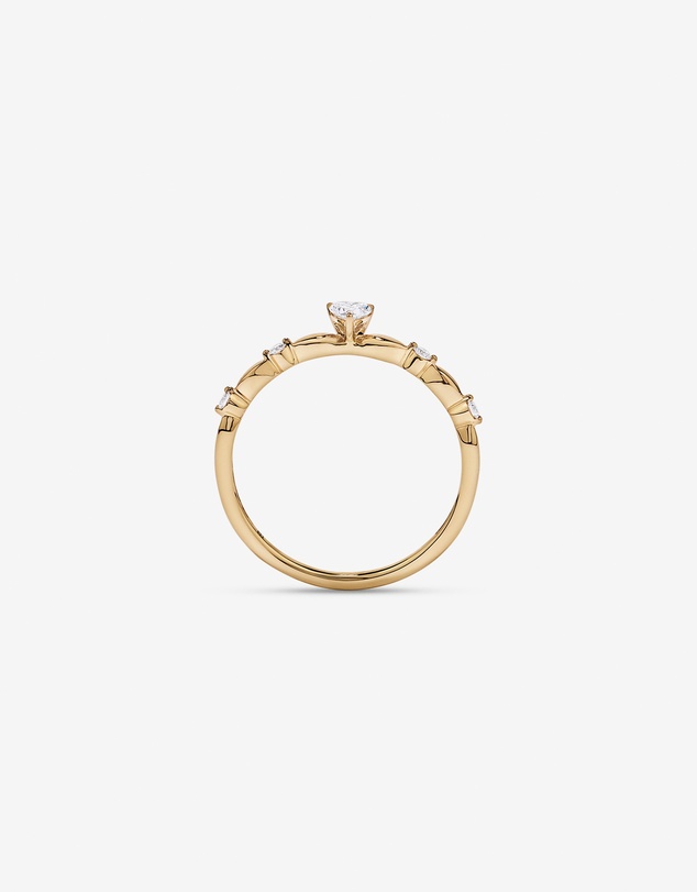 Michael Hill - 0.15TW Heart and Round Brilliant Laboratory-Grown Diamond Promise Ring in 10kt Yellow Gold