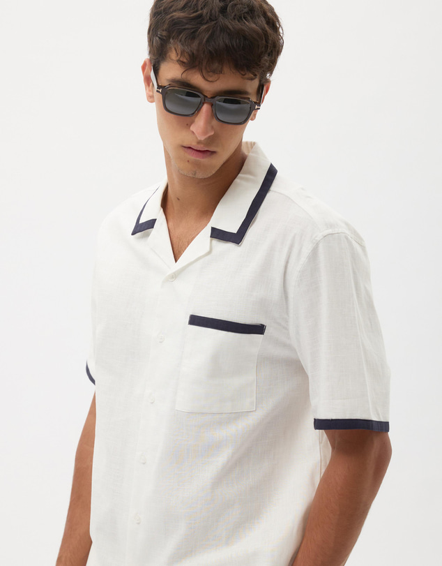 AERE - Linen Blend Contrast Shirt