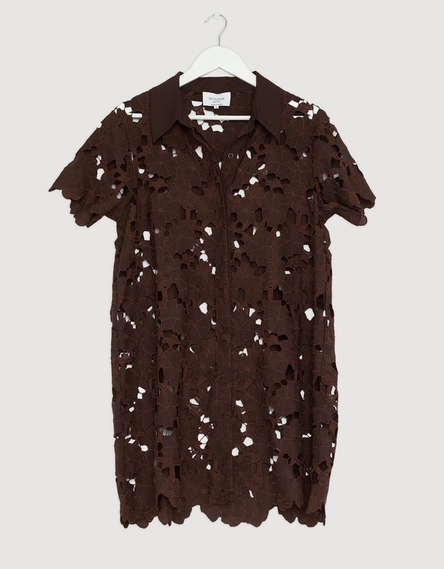 Revibe - Repaired Minima Esenciales Maeve Embroidered Mini Shirt Dress - AU 12