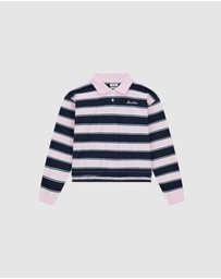 GUESS Jeans - GUESS JEANS Stripe Oversized Crop Polo Shirt