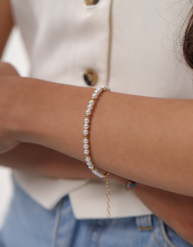 Elli Jewelry - Bracelet Women Elegant Pearl 925 Sterling Silver Gold Plated