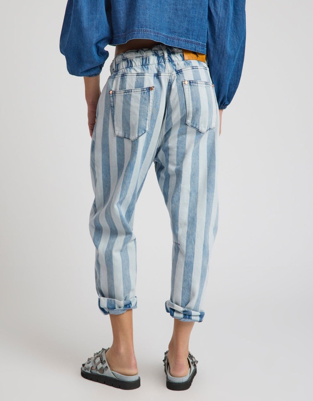 ONE TEASPOON - Outcasts Low Waist Drop Crotch Harem Denim Jeans - Beach Club Stripe