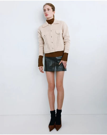 M.N.G - Cardigan Jacket With Shirt Collar