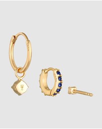Elli Jewelry - Earrings Set Crystal 925 Sterling Silver Gold-Plated