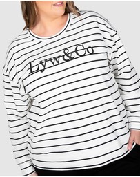 Love Your Wardrobe - LYW & Co Stripe Embroidered Sweat Top