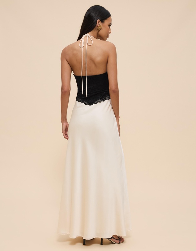CHANCERY - Georgie Halter Neck Lace Panelled Maxi Dress