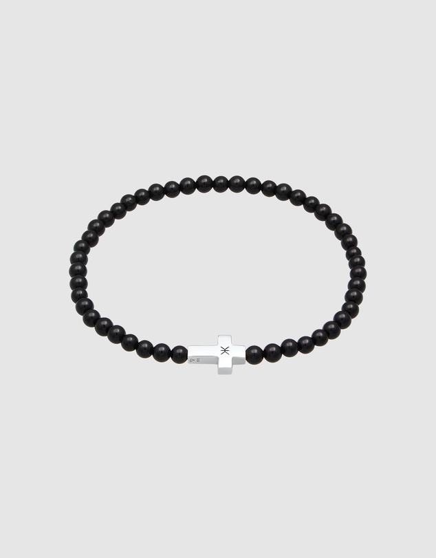 Kuzzoi - ICONIC EXCLUSIVE - Onyx Beads Bracelet with Silver Cross