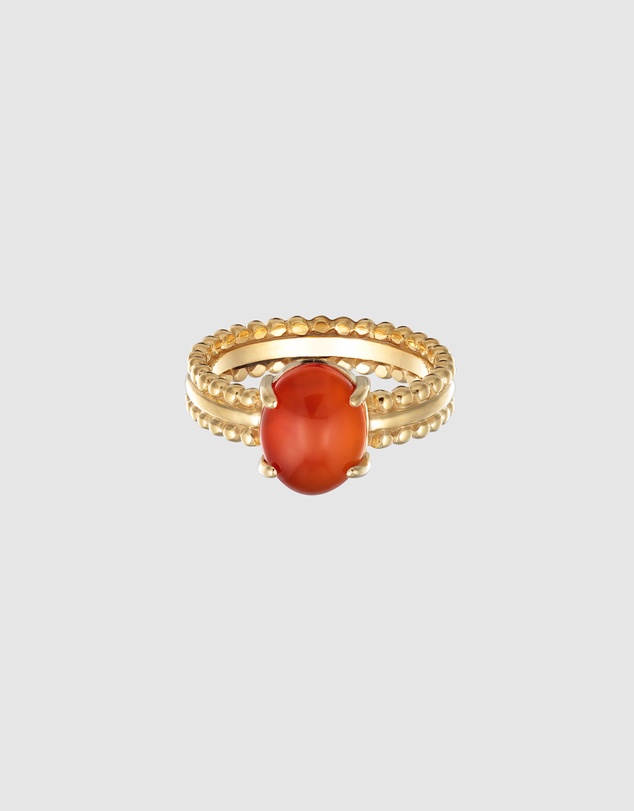 Elli Jewelry - Dotted Cornelian Ring in Gold-Plated 925 Silver