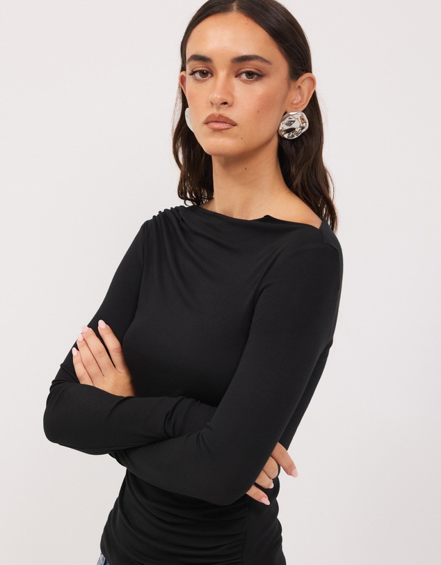 Calli - Mia Draped Long Sleeve Jersey Top
