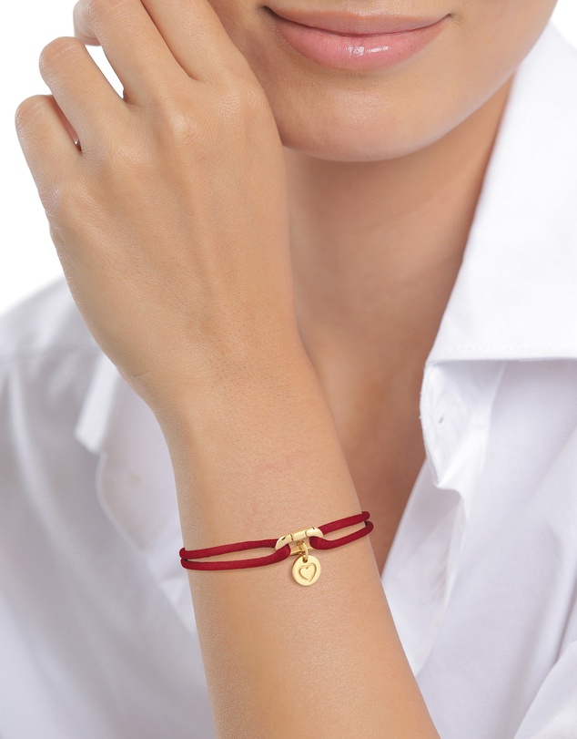 Elli Jewelry - Heart Charm Red Satin Bracelet