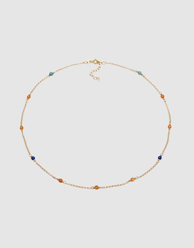 Elli Jewelry - Multicolour Agate Bead Choker Necklace in Gold-Plated 925 Silver