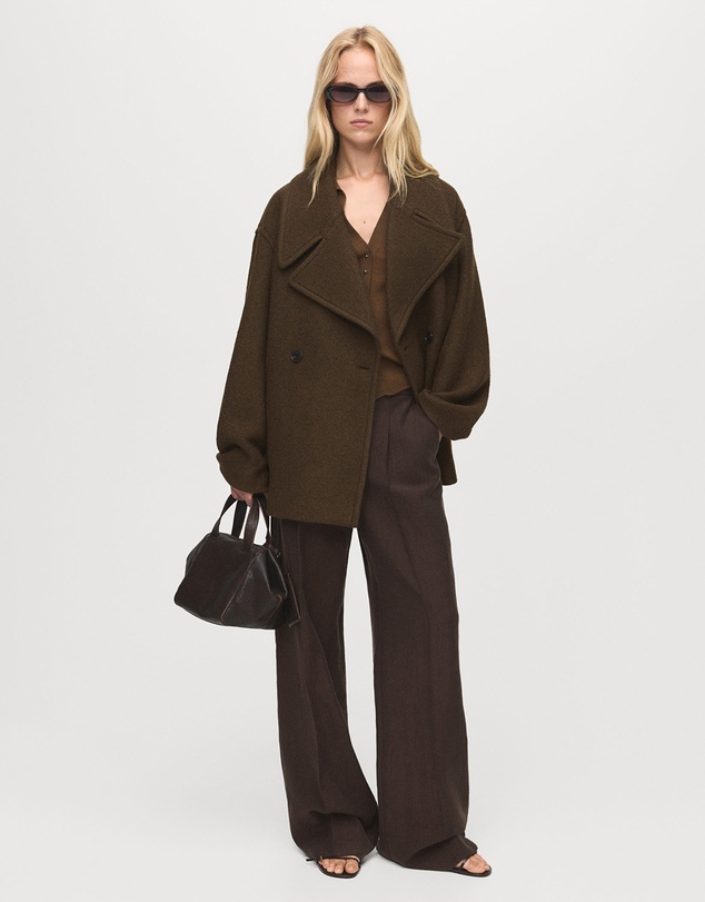 M.N.G - Oversized Wool Coat With Maxi Lapels