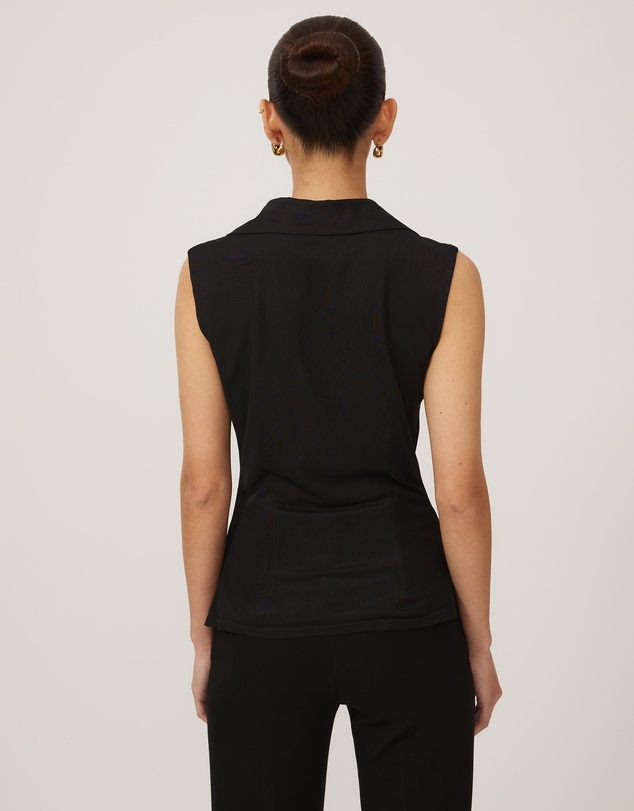 Tussah - Sleeveless Jersey Button Up Top