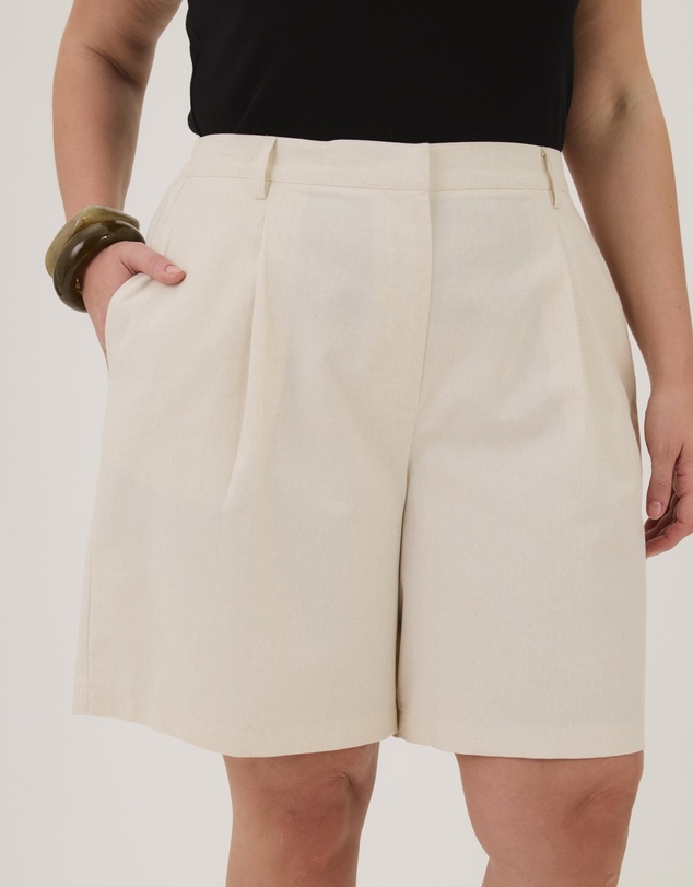 Atmos&Here Curvy - Freya Linen Blend Bermuda Shorts