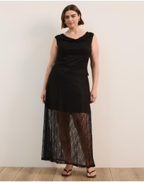 Atmos&Here Curvy - Lydia Cowl Neck Stretch Lace Top