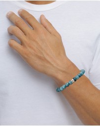 Kuzzoi - ICONIC EXCLUSIVE - Bracelet Male Agate Aquamarine Beads 925 Sterling Silver