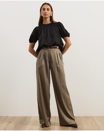Atmos&Here - Everly Satin Puff Sleeve Blouse