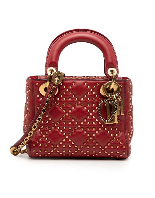 Pre-Loved by Azura Reborn - Pre-Loved Mini Lambskin Cannage Studded Supple Lady Dior