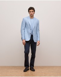 Trenery - Regular Fit Yarn Dyed Linen Blazer in Dusty Blue