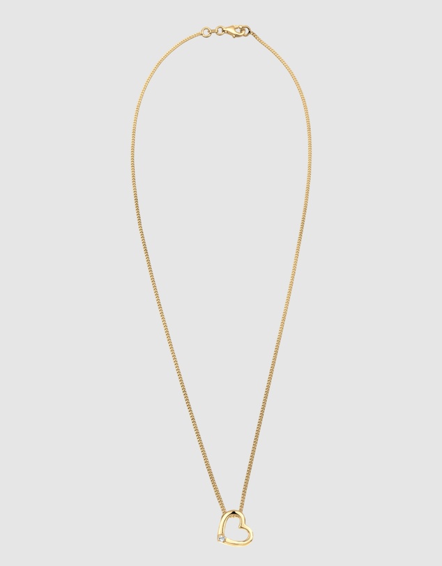 Elli Jewelry - Necklace Heart White Crystals 925 Sterling Silver Gold Plated