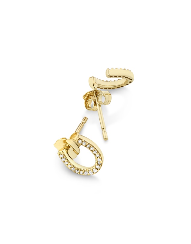 Michael Hill - Mini Horseshoe Earrings with Diamonds in 10kt Yellow Gold