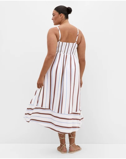 City Chic - Plus size Haven Stripe Maxi Dress - ivory