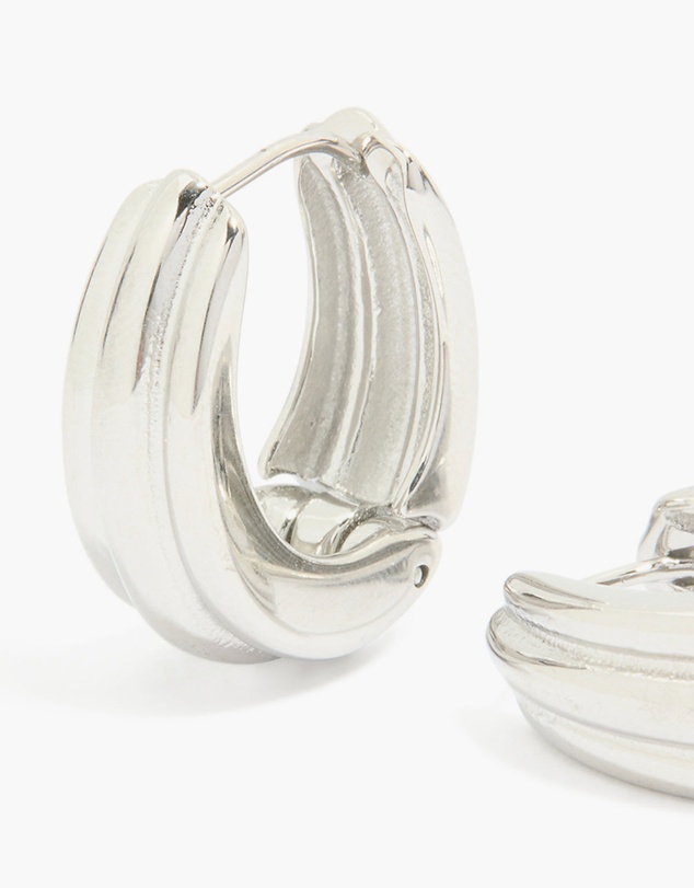 Lovisa - Waterproof Stainless Steel Hinge Hoop Indented Earrings