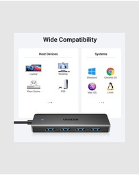 Ugreen - UGREEN 4 Port USB 3.0 Hub Satin Black