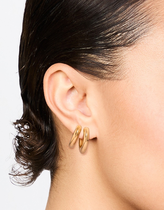 Lovisa - Waterproof Gold Plated Stainless Steel Tube Hoop Earrings 2 Pack