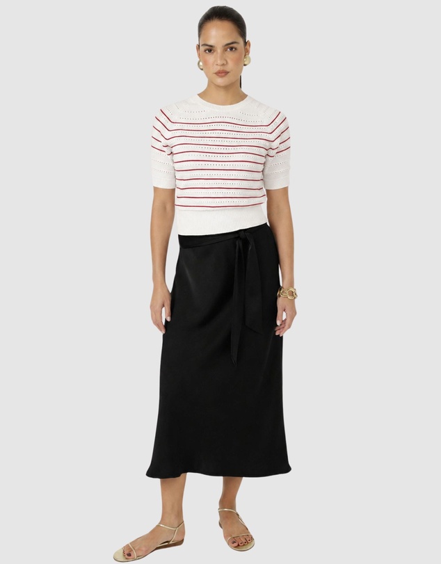 SACHA DRAKE - Eyelet Stripe Knit Top