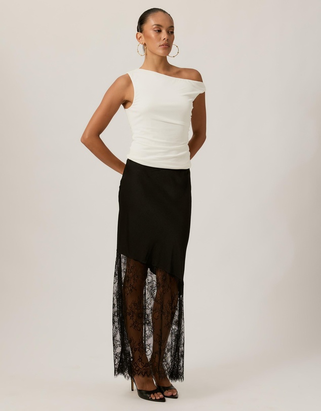 Tussah - Opal Satin Lace Trim Maxi Skirt