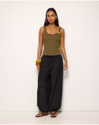 AERE - Ember Cotton Elasticated Barrel Leg Pants