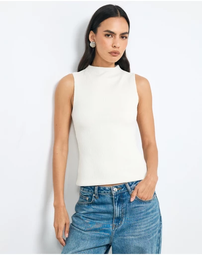 AERE - High Neck Textured Jersey Top
