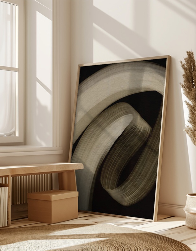 Olive et Oriel - Beige Strokes No 3 by Treechild Art Print
